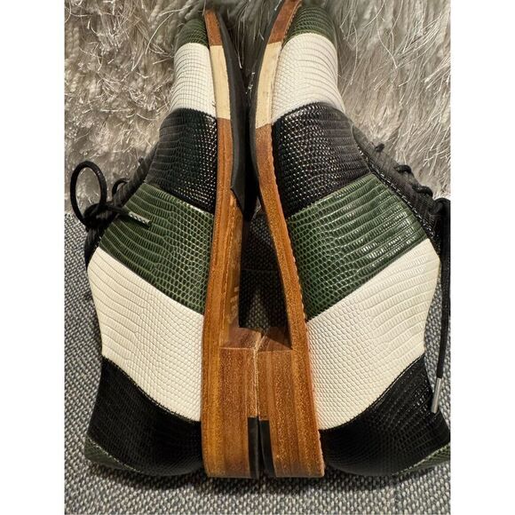 The Office of Angela Scott Mr Smith green black white striped oxford size 37.5 / - Picture 6 of 9